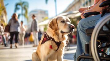 ai gerado foto do uma serviço cachorro fornecendo Apoio, suporte para uma pessoa. generativo ai