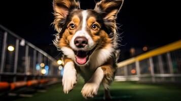 ai gerado foto do a elegante cachorro participando dentro uma canino agilidade. generativo ai