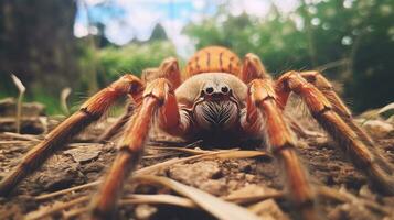 ai gerado foto do tarântula em uma chão. generativo ai