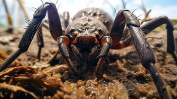 ai gerado foto do transmissão em rede aranha em uma chão. generativo ai