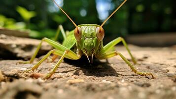 ai gerado foto do katydid em uma chão. generativo ai