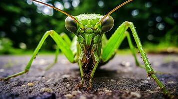 ai gerado foto do grisalho louva a Deus em uma chão. generativo ai