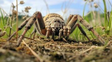 ai gerado foto do pescaria aranha em uma chão. generativo ai