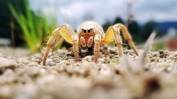 ai gerado foto do caranguejo aranha em uma chão. generativo ai