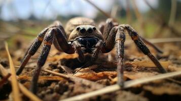 ai gerado foto do pássaro aranha em uma chão. generativo ai