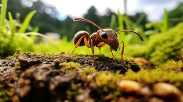 ai gerado foto do formiga em uma chão. generativo ai