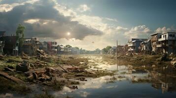 ai gerado fotografia comunidades levando proativo medidas para adaptar para a desafios posado de global aquecimento. generativo ai foto