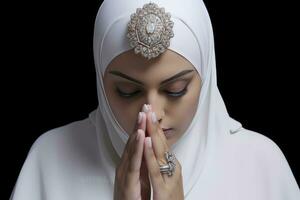 ai gerado árabe escrevendo e oração miçangas foto
