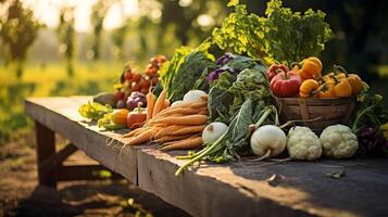 ai gerado uma recompensa colheita do orgânico legumes. generativo ai foto