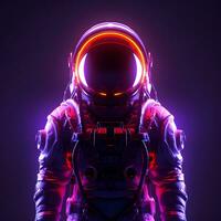 ai gerado retrato do futurista astronauta ou astronauta com néon claro. foto