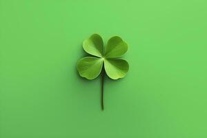 ai gerado st. patricks dia símbolo trevo folha em verde fundo. minimalismo. ai gerado foto