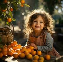 ai gerado comendo laranja é mais saudável para seu criança pequena que bolo foto