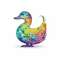 ai gerado esboçado logotipo apresentando uma Pato dentro arco Iris em uma branco fundo. generativo ai foto