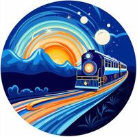 ai gerado psicodélico arte logotipo do uma trem. generativo ai foto