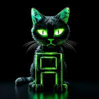 ai gerado uma mascote logotipo apresentando uma gato dentro verde néon. generativo ai foto