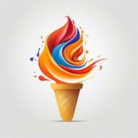 ai gerado 3d logotipo do a gelo creme cone. generativo ai foto