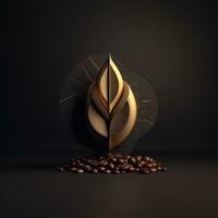 ai gerado 3d logotipo apresentando uma café feijão com geométrico formas. generativo ai foto