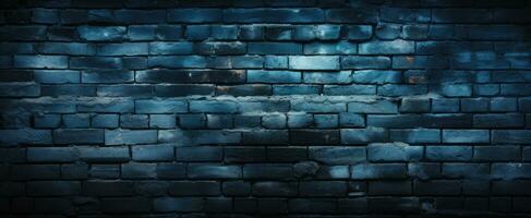 ai gerado Sombrio tijolos concreto parede fundo com azul céu foto
