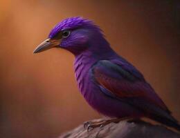 ai gerado lindo roxa pássaro dentro a natureza habitat. animais selvagens cena a partir de natureza. generativo ai foto