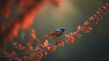 ai gerado redstart, cyornis fuliginosa dentro Japão. generativo ai foto