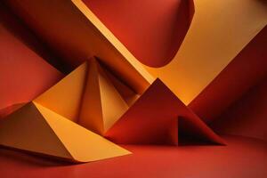 ai gerado abstrato geométrico fundo com vermelho e laranja triangular formas. generativo ai foto