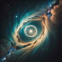 ai gerado fantástico espiral nebulosa dentro profundo espaço. generativo ai foto