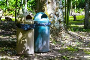 lixo latas dentro a parque do cabo ruínas dentro México. foto