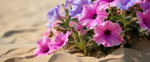 ai gerado flores em de praia foto