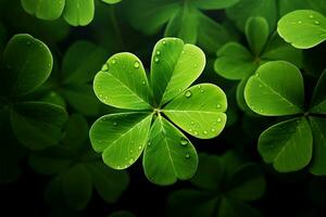 ai gerado irlandês charme st patricks dia fundo apresentando verde trevo folhas foto