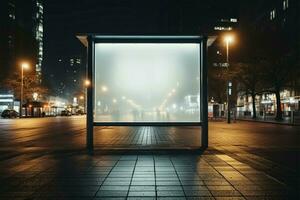 ai gerado rua publicidade ao ar livre espaço quadro, Armação placa Painel publicitário para cidade promoções foto