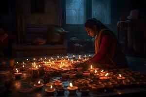 ai gerado muitos velas para a indiano feriado diwali. neural rede ai gerado foto