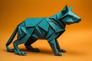 ai gerado papel origami animal isolado em sólido cor fundo. ai generativo foto