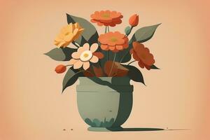 ai gerado vaso de flores com margaridas. vetor ilustração dentro retro estilo. ai generativo foto