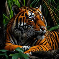 ai gerado tigre dentro a selva, generativo ai foto