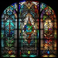 ai gerado manchado vidro janela dentro a basílica do a sagrado coração do Jesus dentro Paris, França. generativo ai foto