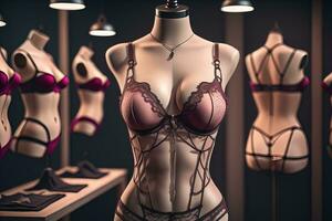 ai gerado sensual lingerie em uma manequim. ai generativo foto