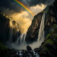 ai gerado arco Iris sobre victoria cai dentro Zimbábue, África, generativo ai foto