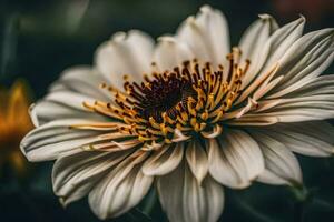 ai gerado uma fechar acima do uma branco flor foto