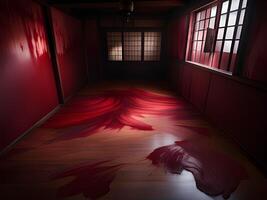 ai gerado a japonês casa com vermelho sangrento foto