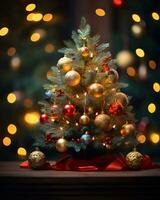 ai gerado Natal árvore belas decorado com festivo enfeites foto