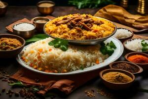ai gerado indiano Comida é uma popular prato dentro Índia foto