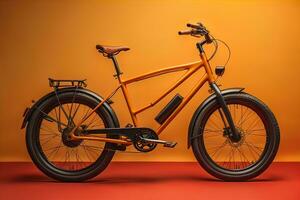 ai gerado moderno laranja montanha bicicleta. ai generativo foto
