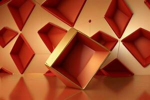 ai gerado 3d Renderização luxo vermelho e dourado abstrato fundo. pró foto