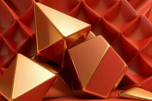 ai gerado 3d Renderização luxo vermelho e dourado abstrato fundo. pró foto