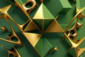 ai gerado 3d Renderização luxo verde e dourado abstrato fundo. pró foto