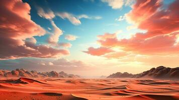 ai gerado deserto panorama com montanha e areia. foto