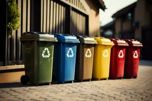 ai gerado sustentável ordem colorida reciclando caixas organizado dentro a ambientalmente consciente linha foto