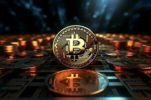 ai gerado btc potencial bitcoin futuro moeda ilustração para marketing, promoção, comércio foto