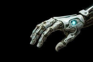ai gerado tecnológica delicadeza robótico mão simboliza precisão dentro futurista avanços foto