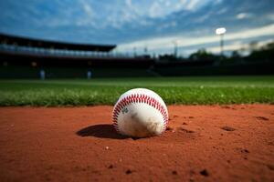 ai gerado beisebol em a estádio, softbol em a beisebol campo, beisebol em a campo interno giz linha, ai gerado foto